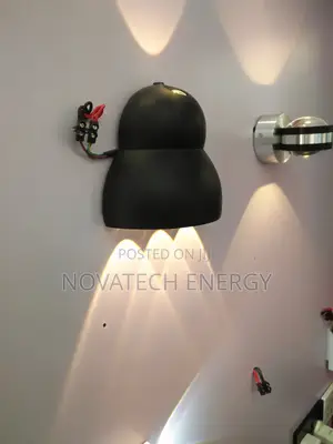 Black Vase-Like Outdoor Wall Bracket, Led Light