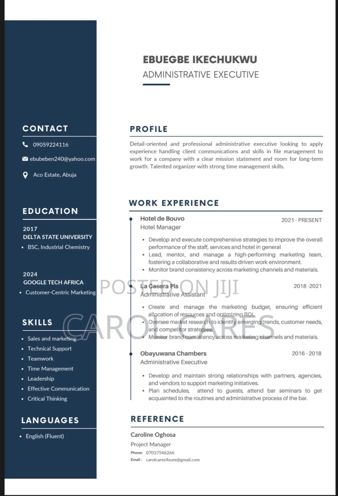 Clerical Administrative CV
