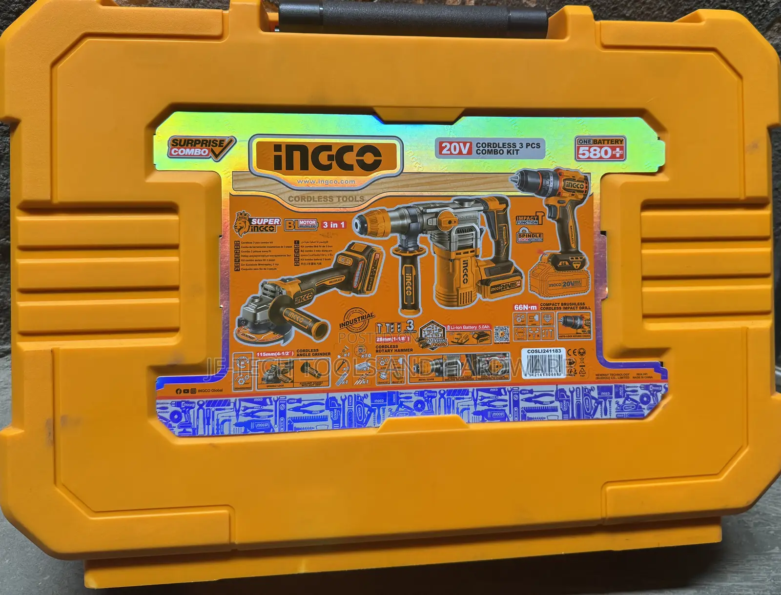 Ingco Cordless 3pcs Combo Tools With 2 Li-Ion Battery 5.0ah