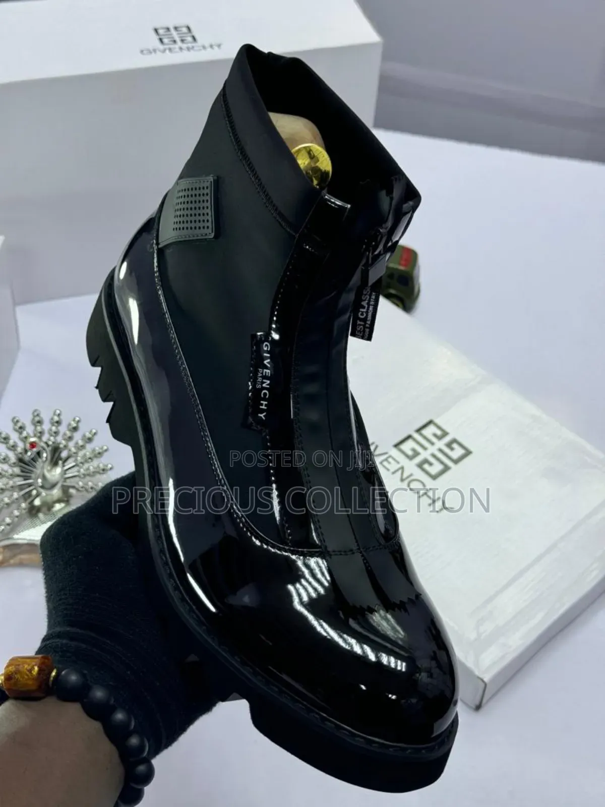 Glossy Leather Zip Up Ankle Givenchy Shoe