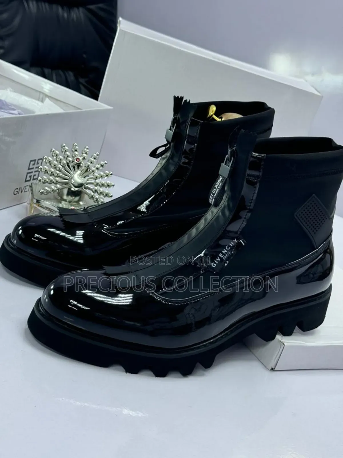 Glossy Leather Zip Up Ankle Givenchy Shoe