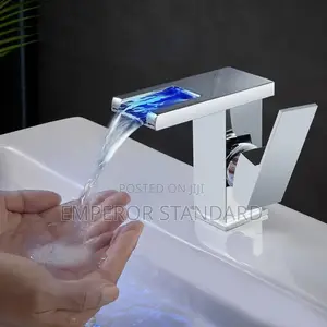 Led Light Bathroom Sink Faucet Waterfall Basin Mixer Tap