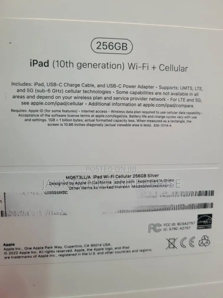 New Apple iPad (2022) 256 GB Silver