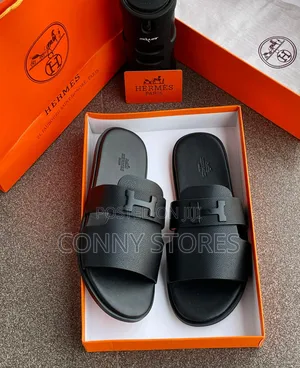 Black Hermès Luxury Slippers