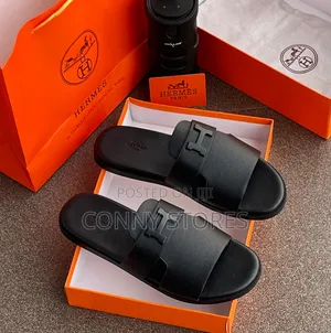Black Hermès Luxury Slippers
