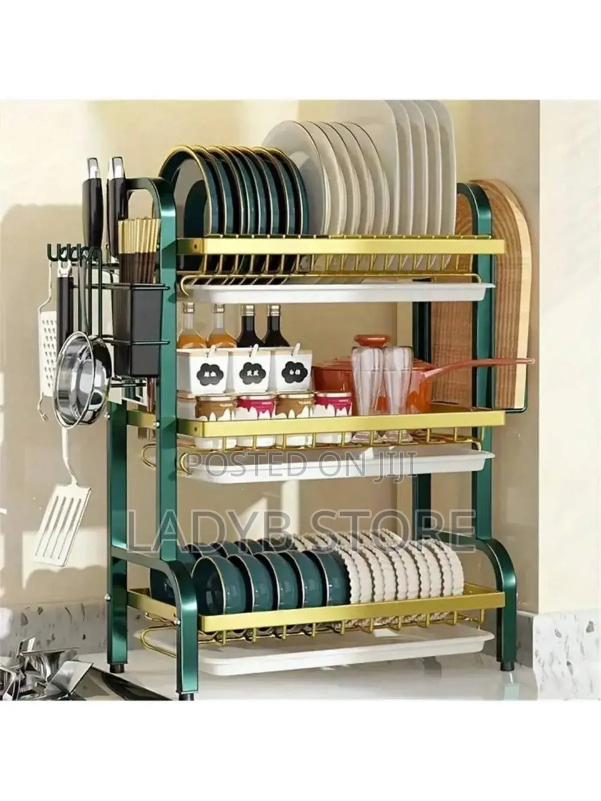 3layers Gold and Green Plate Rack