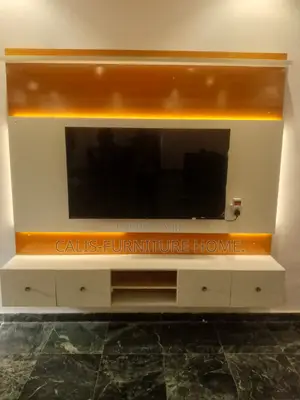 Tv Stand 7ft X 7ft ( White and Gold Color)
