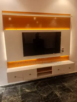 Tv Stand 7ft X 7ft ( White and Gold Color)