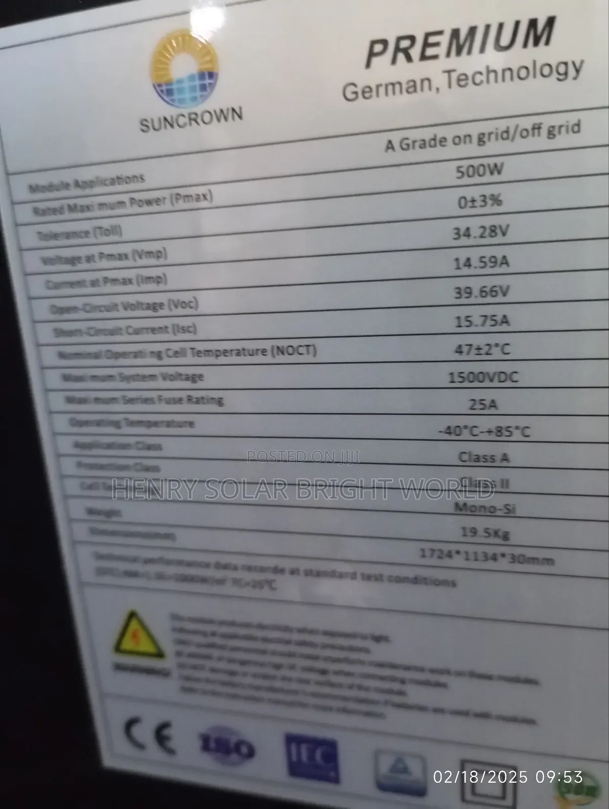 500w Suncrown Panel
