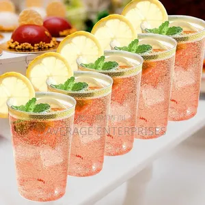 Jolly Chef 100 Pack 8oz Gold Rimmed Plastic Cups 200pces