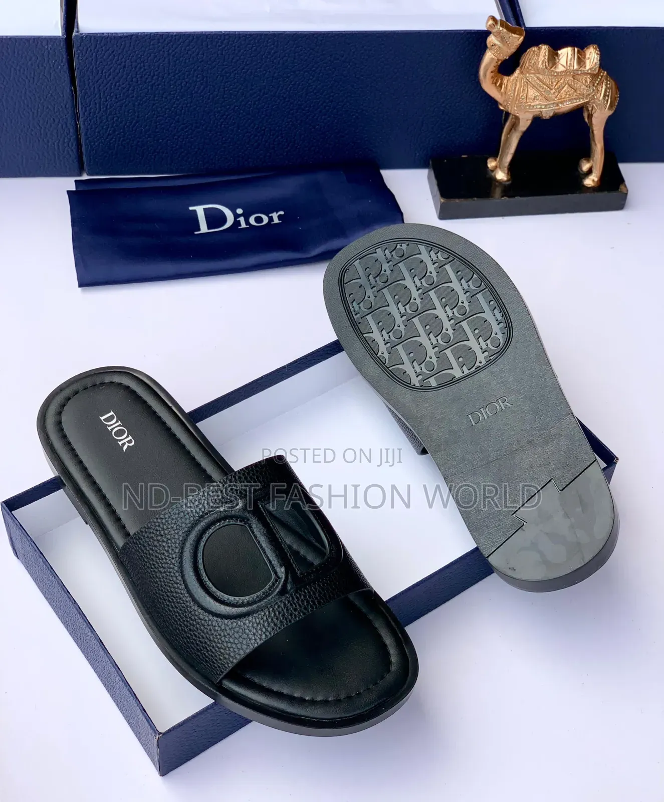 Pure Black Quality Leather Slippers