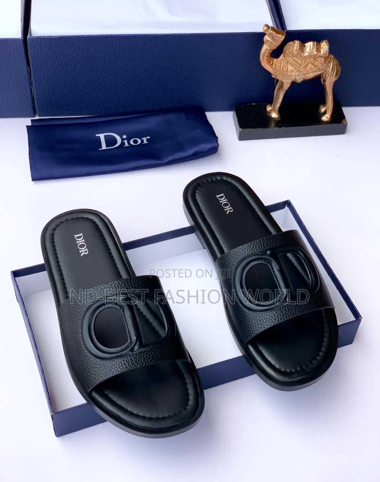 Pure Black Quality Leather Slippers