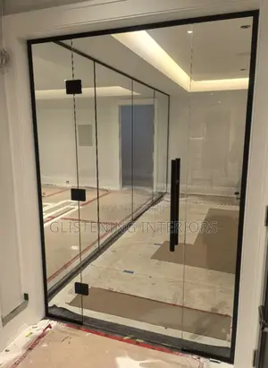Frameless Door With Black Accessories