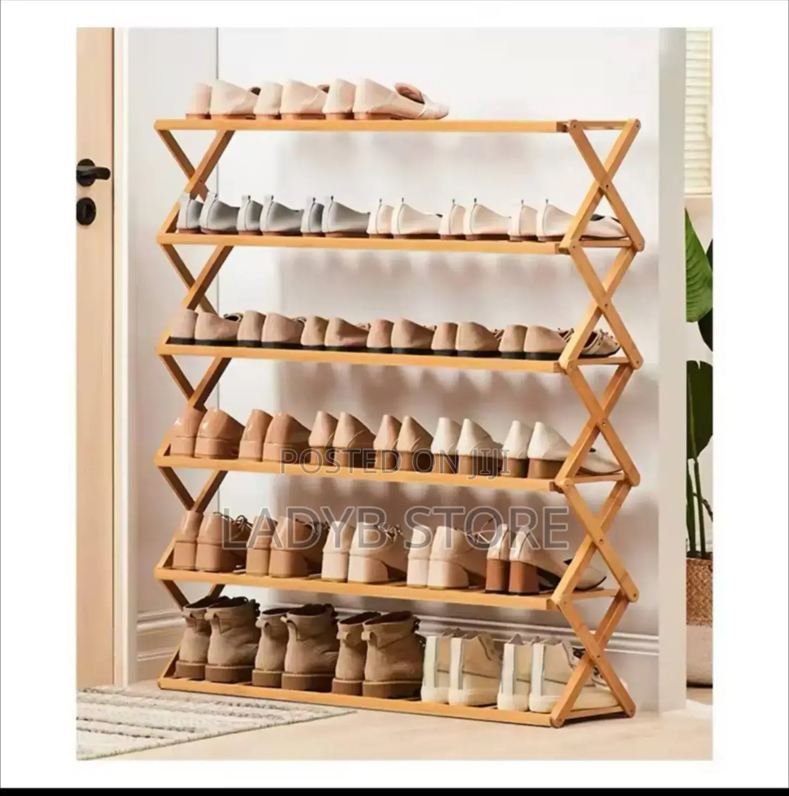 5layers Foldable Bamboo Shoe Rack