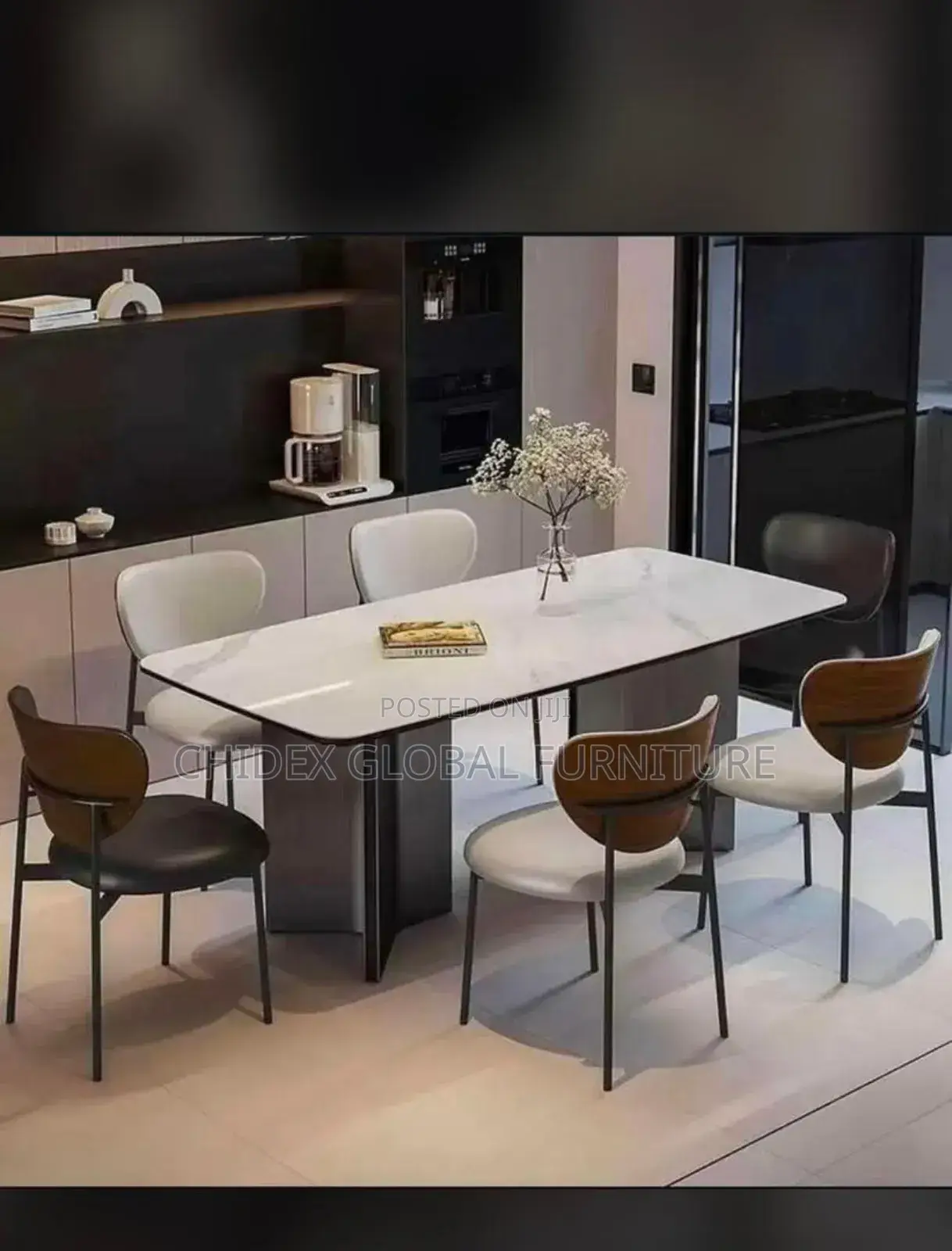 Contemporary Marble Top Dining Table Set
