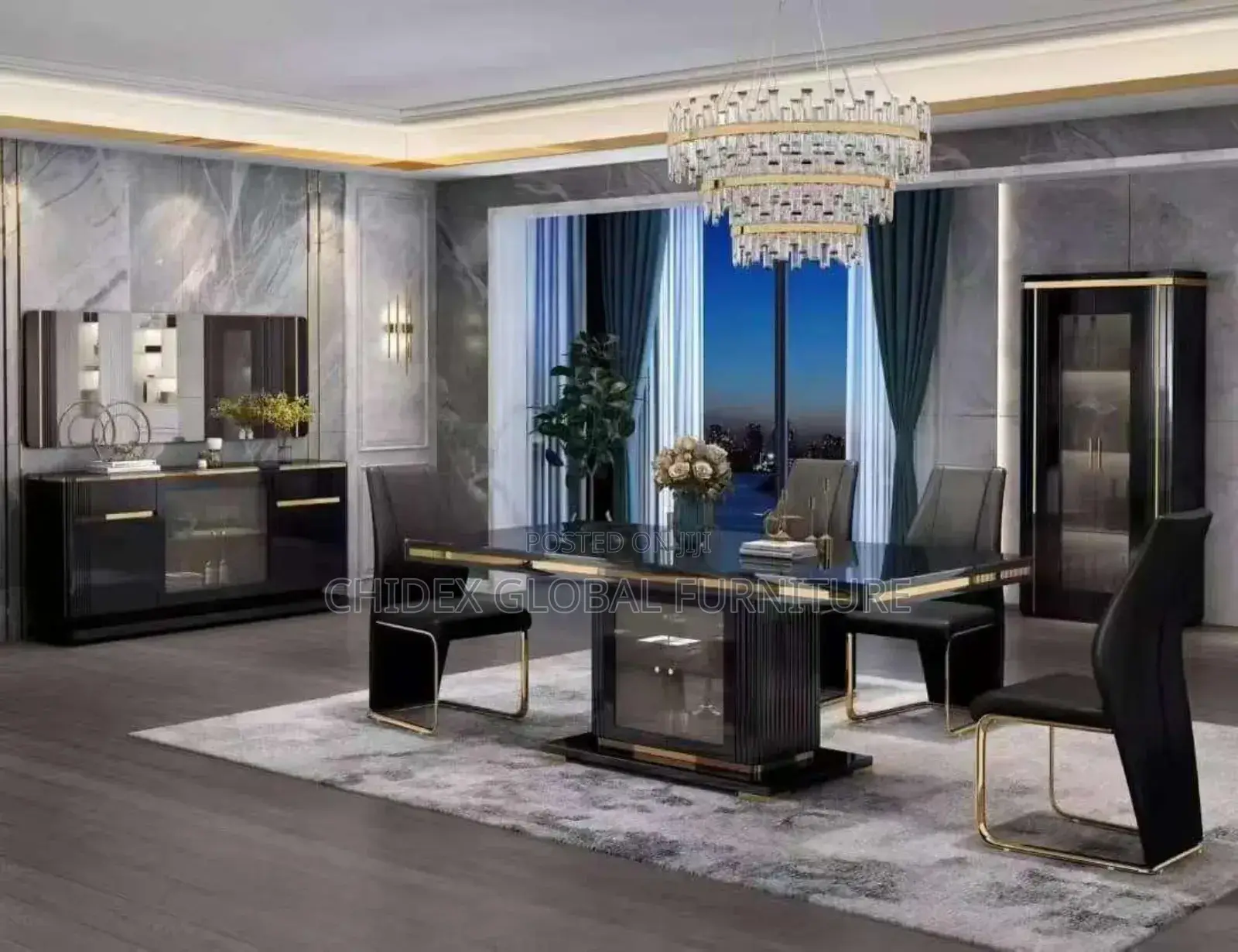 Simple Marble Top Dining Table Set