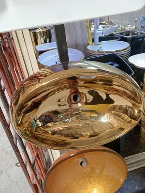 Luxury Plain Gold Oval Shape Countertop Wash Hand Basin