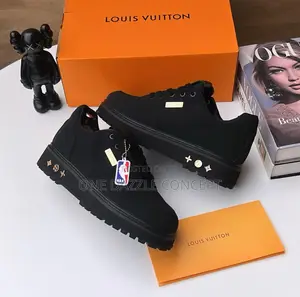 Louis Vuitton Black Suede Sneakers Laced