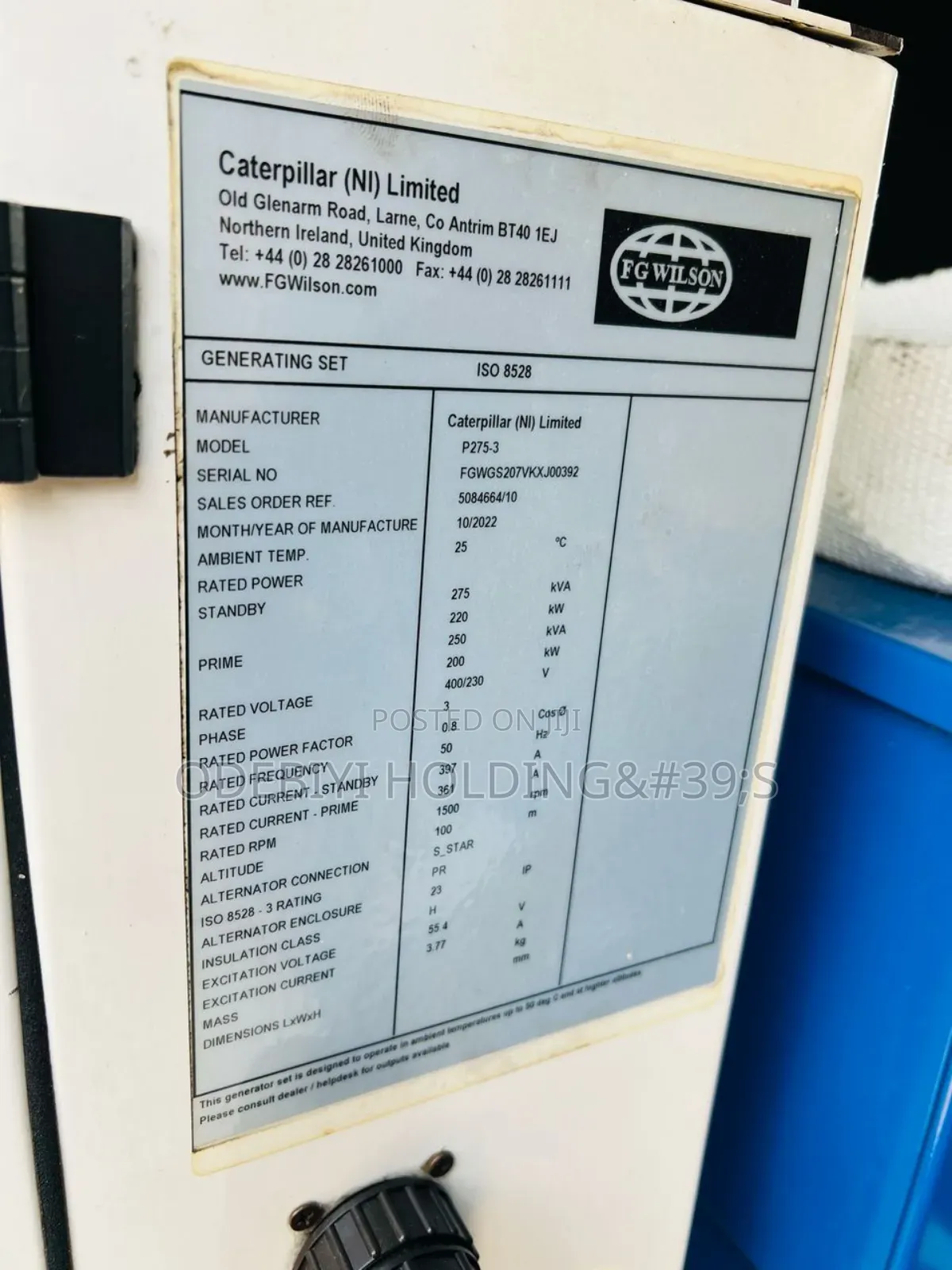 250kva Perkins Engine Soundproof Generator Just 2000hours