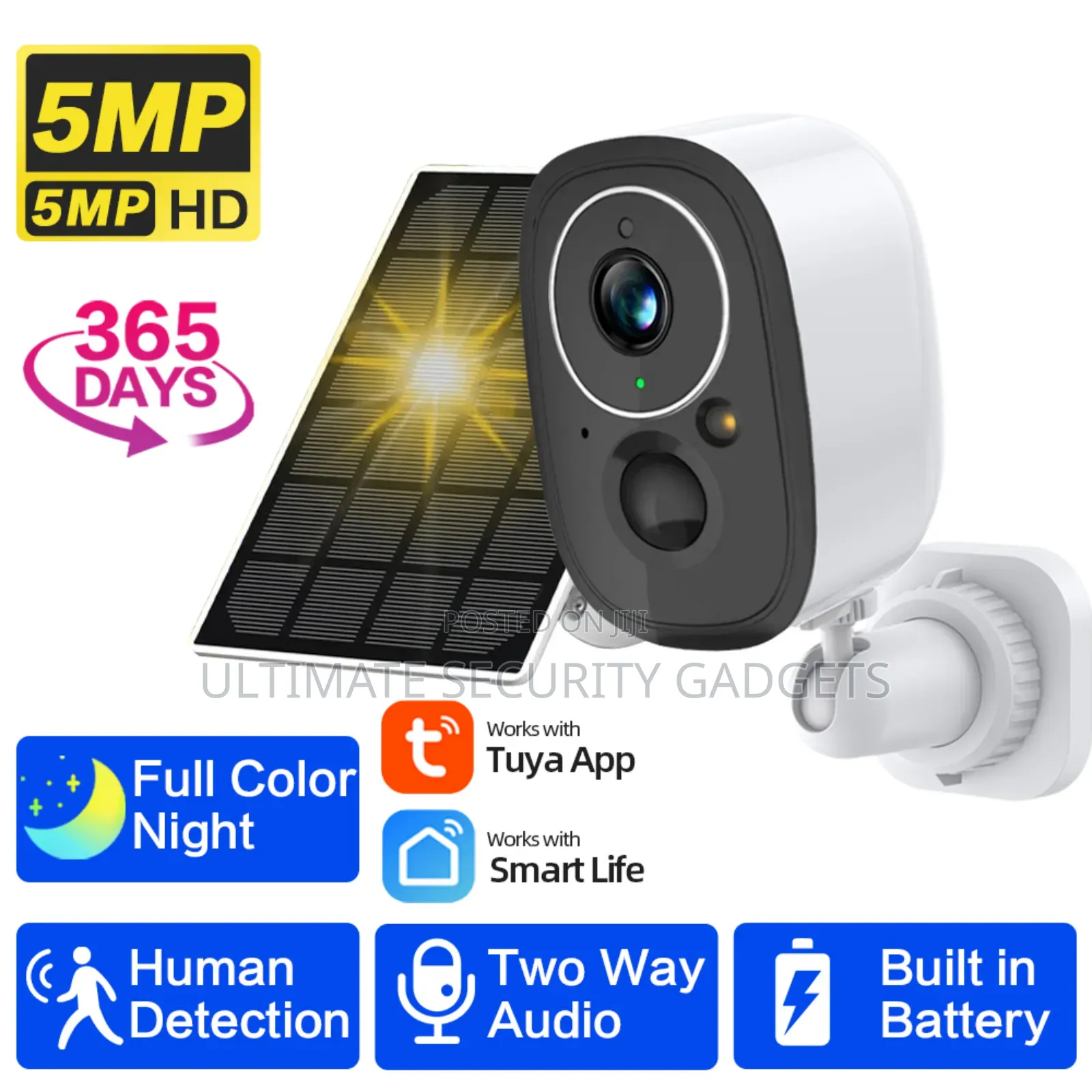 Wi-Fi Tuya Smart Solar Powered Camera(5mp)
