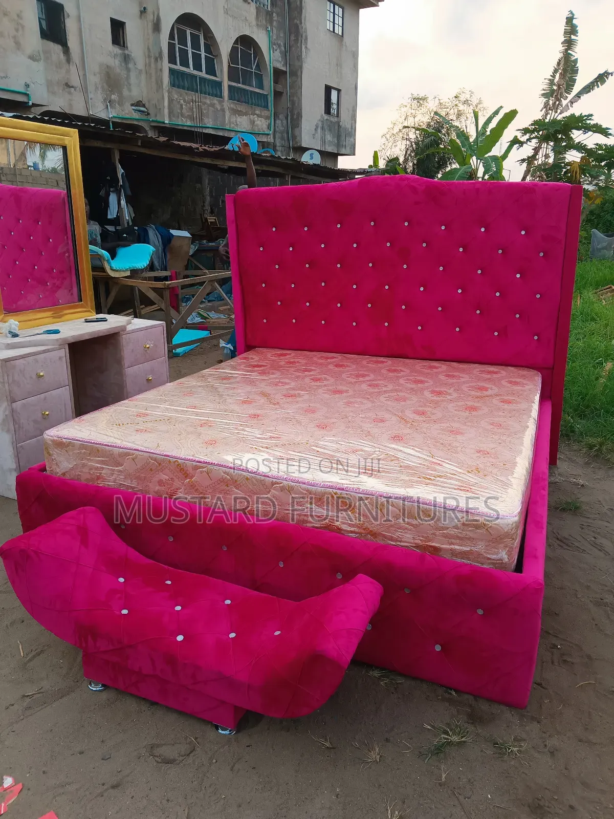 Quality Padded 6x6ft Pink Bedframe