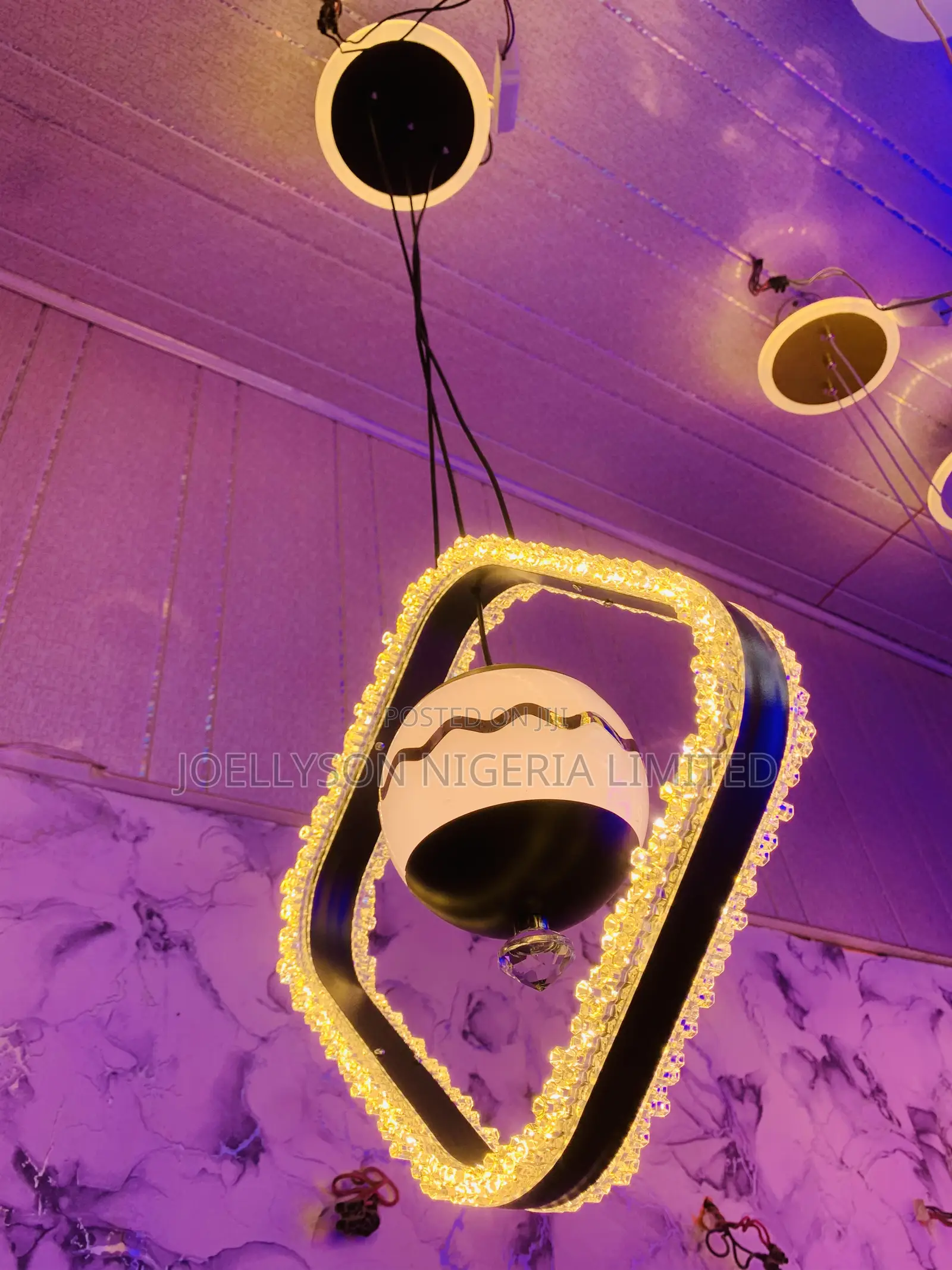 Single Led Chandelier Black