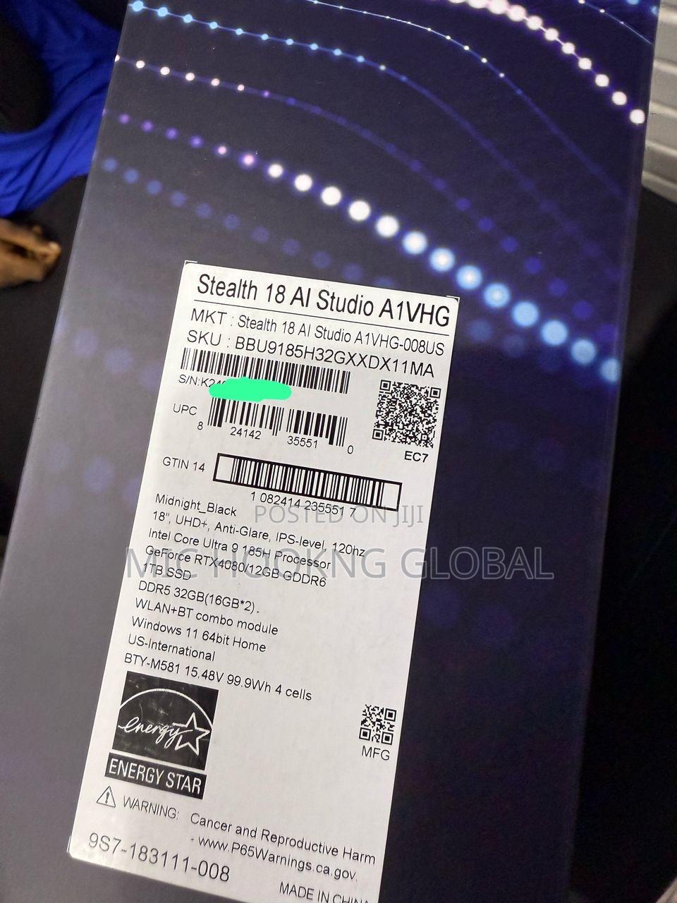 New Laptop MSI 32GB Intel Core Ultra 9 SSD 1T