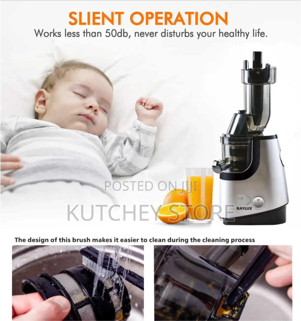 Raylux Cold-Press Slow-Masticating Juicer With Ac Motor