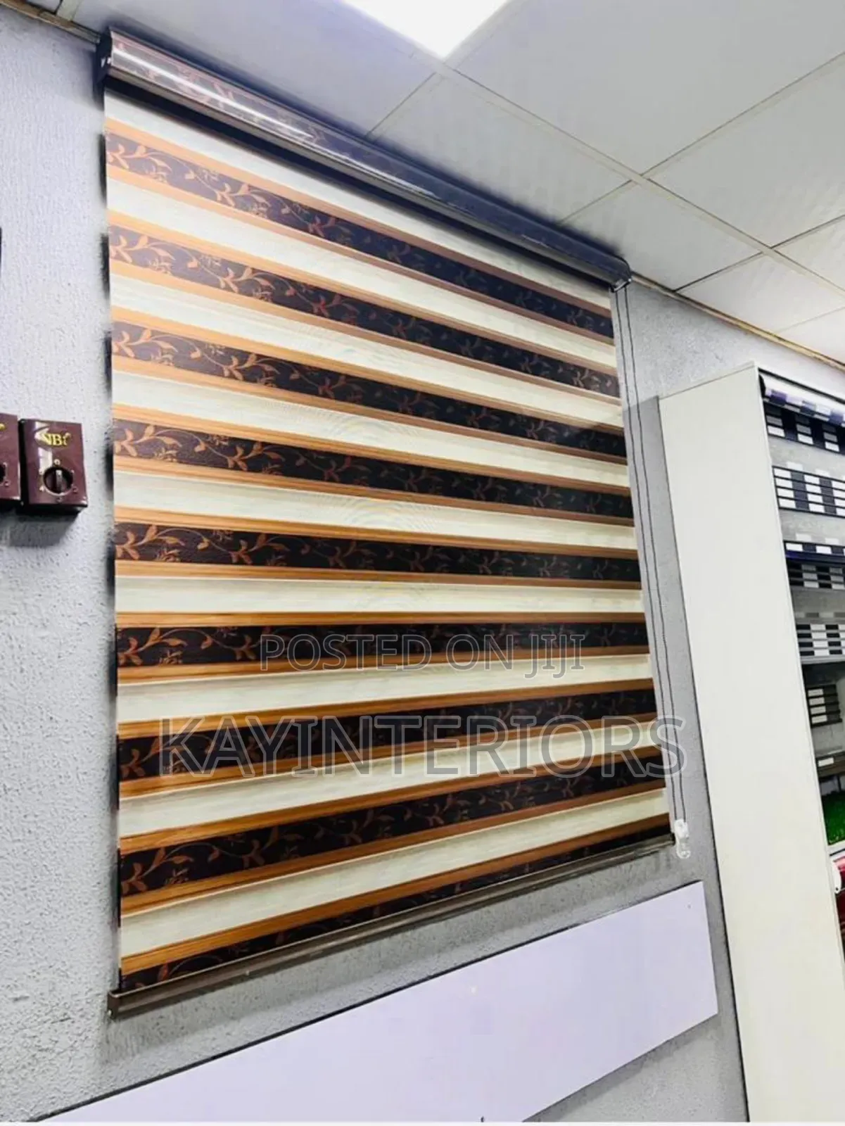 Brown and Cream Window Blinds