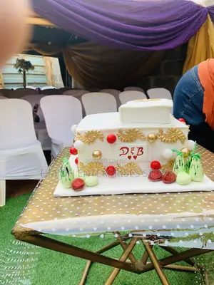 Square Traditional Wedding Cake With Bible