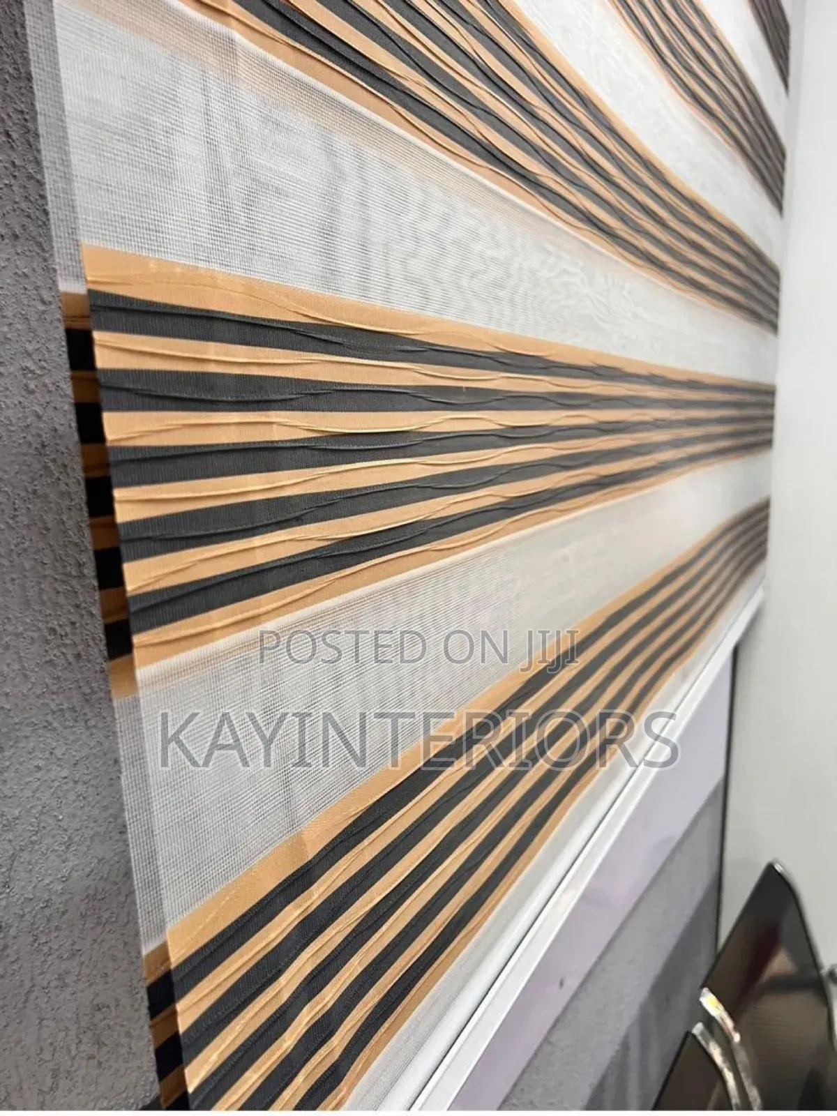 Black and Cream Window Blinds