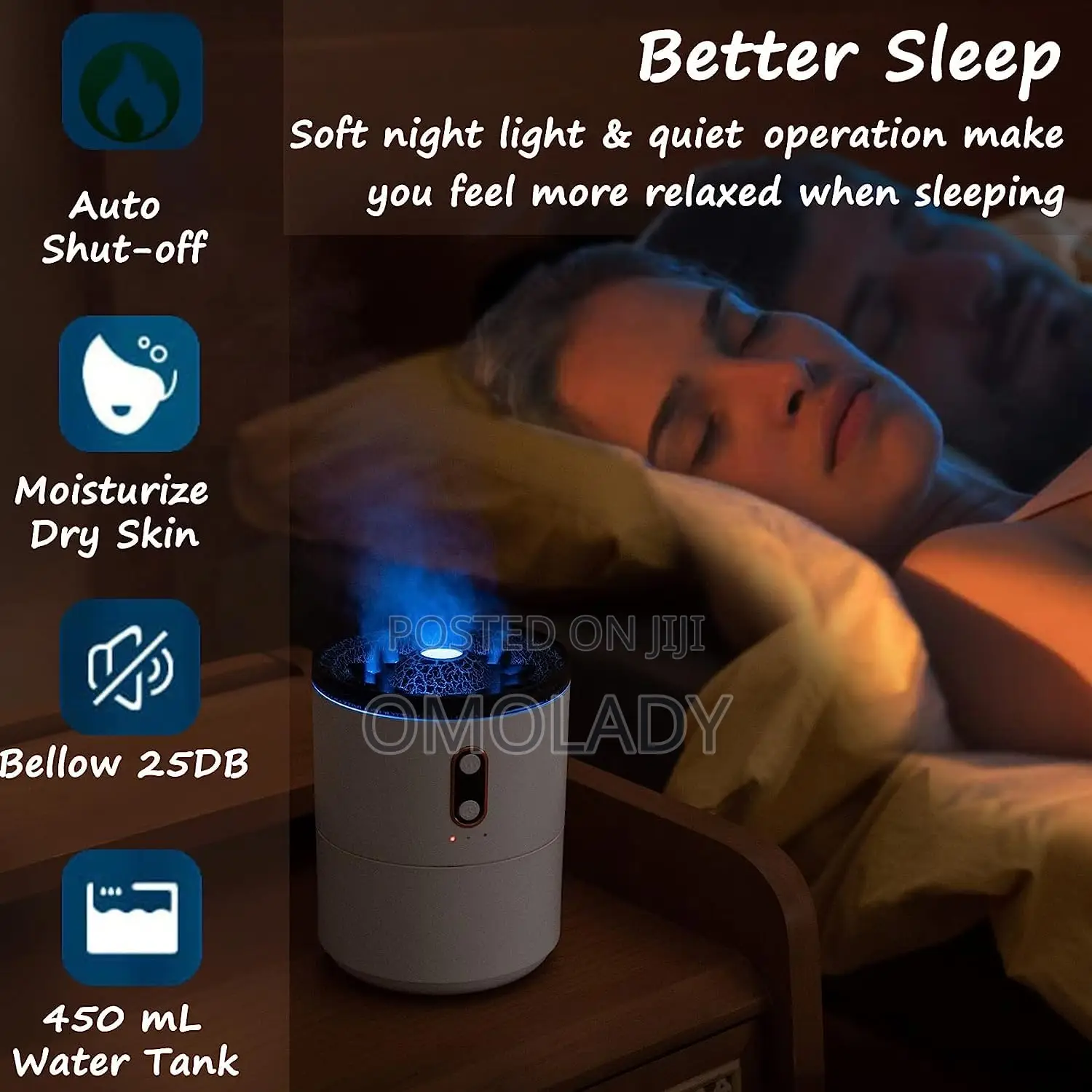 Mushroom Decor Humidifier Volcano Flame Fire