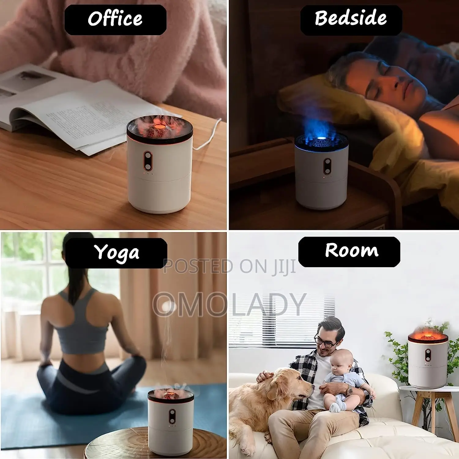 Mushroom Decor Humidifier Volcano Flame Fire