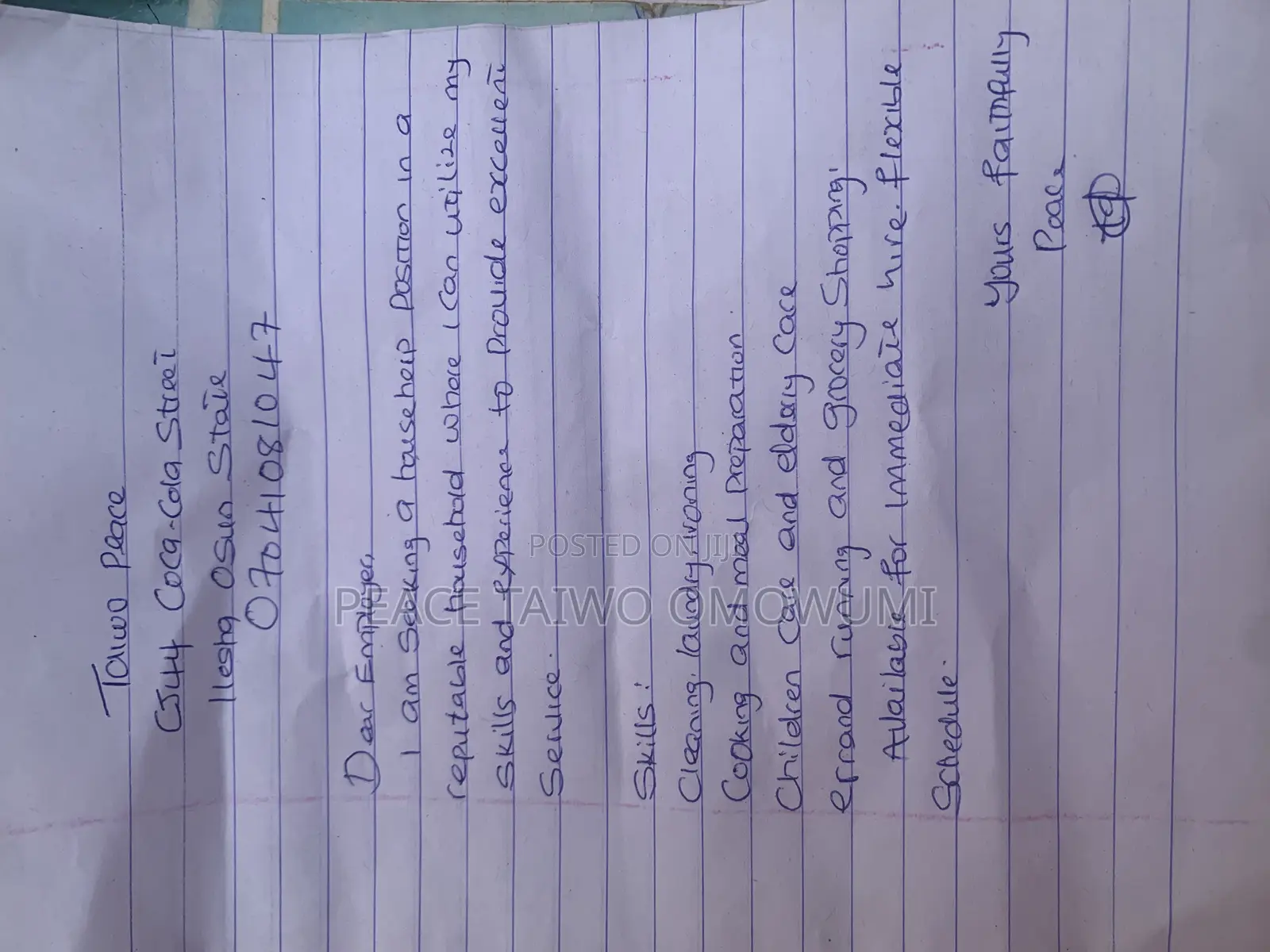 Domestic Staff Application
