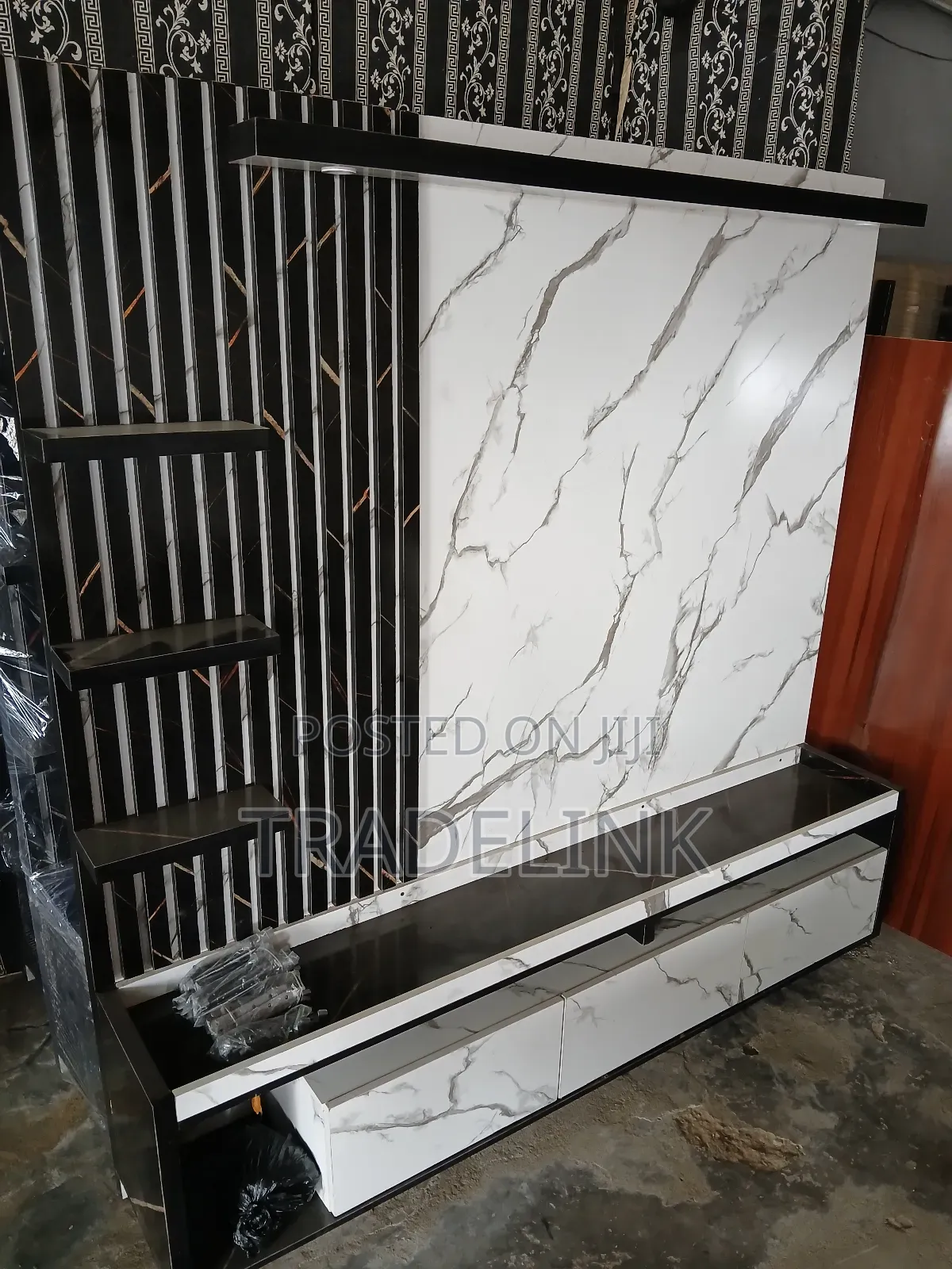 White and Black Tv Console