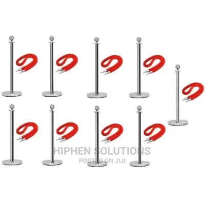 Rope Type Stanchion Crowd Queue Control Barrier Post 9 Poles With 9 Ro