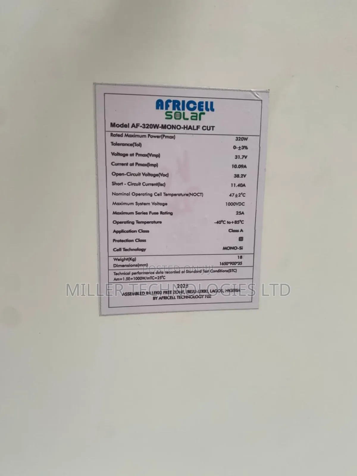 320w Africell Solar Panel Brand New