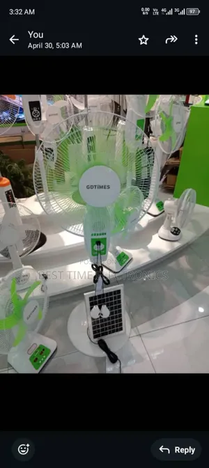 Gdtimes 16" Solar Rechargeable Fan With Radio/Bluetooth