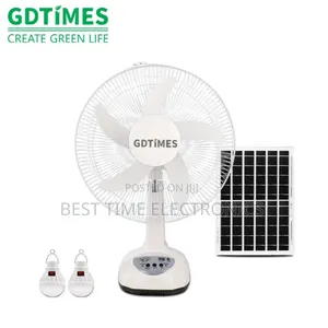 Gdtimes 16 Solar Rechargeable Table Fan With Bulbs