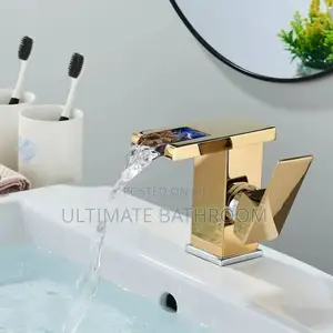 Gold Led Open Mouth Waterfall Basin Mixer Tap