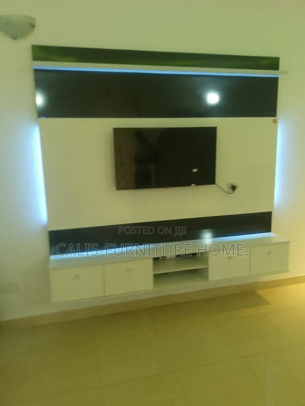 7ft X 7ft Tv Console (White and Black)