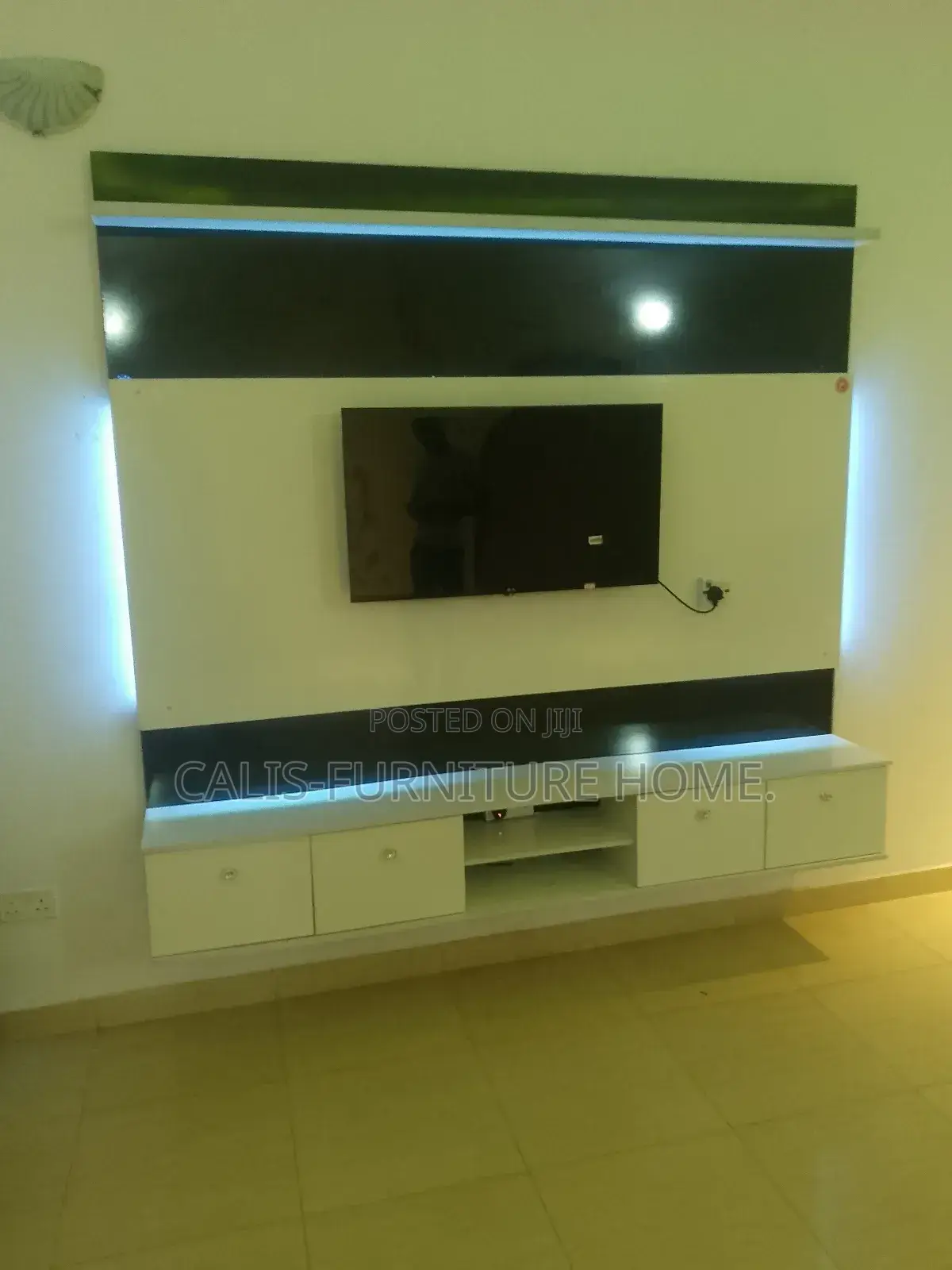 7ft X 7ft Tv Console (White and Black)