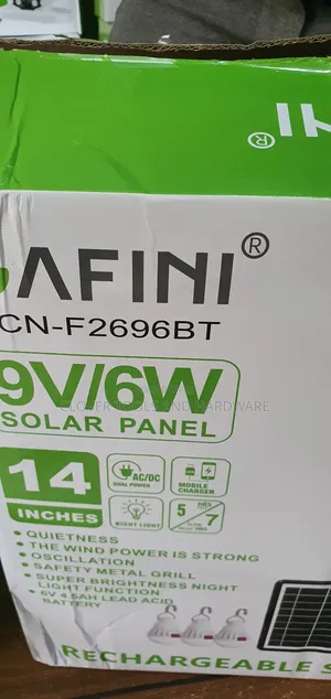 Cafini 14-Inch Desktoprechargeable Solar Fan Cn-F2696bt Led