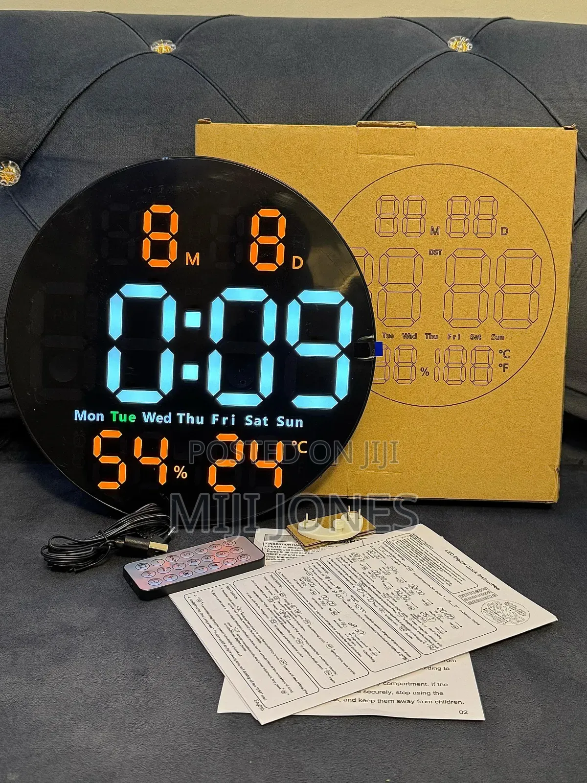 25.4 Cm Round Led Wall Clock Remote