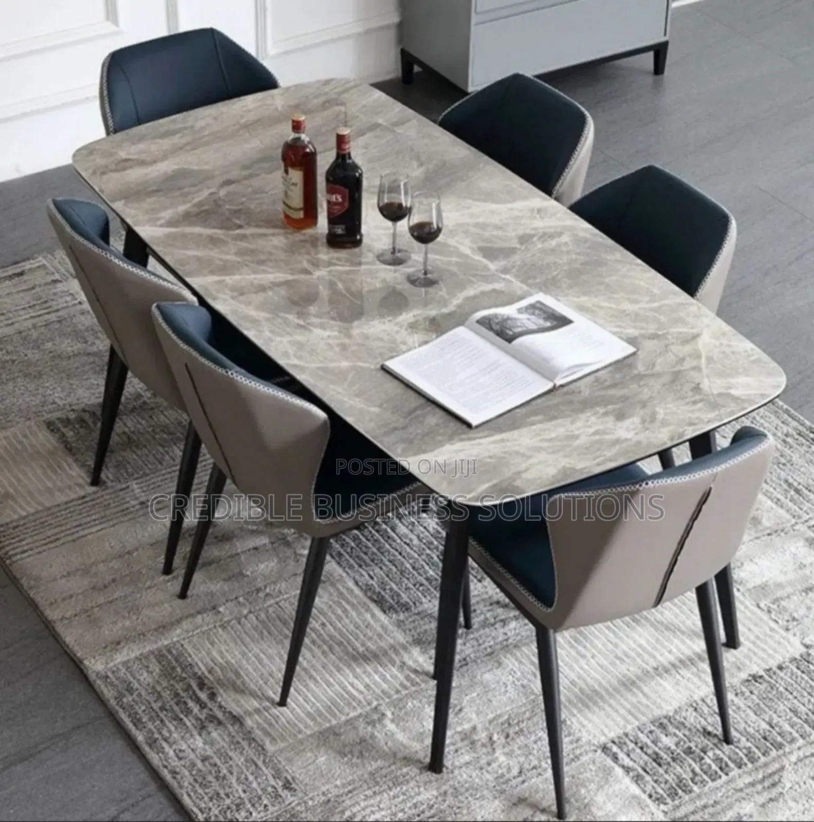 Executive Marble Dining Set and 6 Chairs