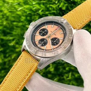 Original Breitling Gold Faux Leather Strap Watch