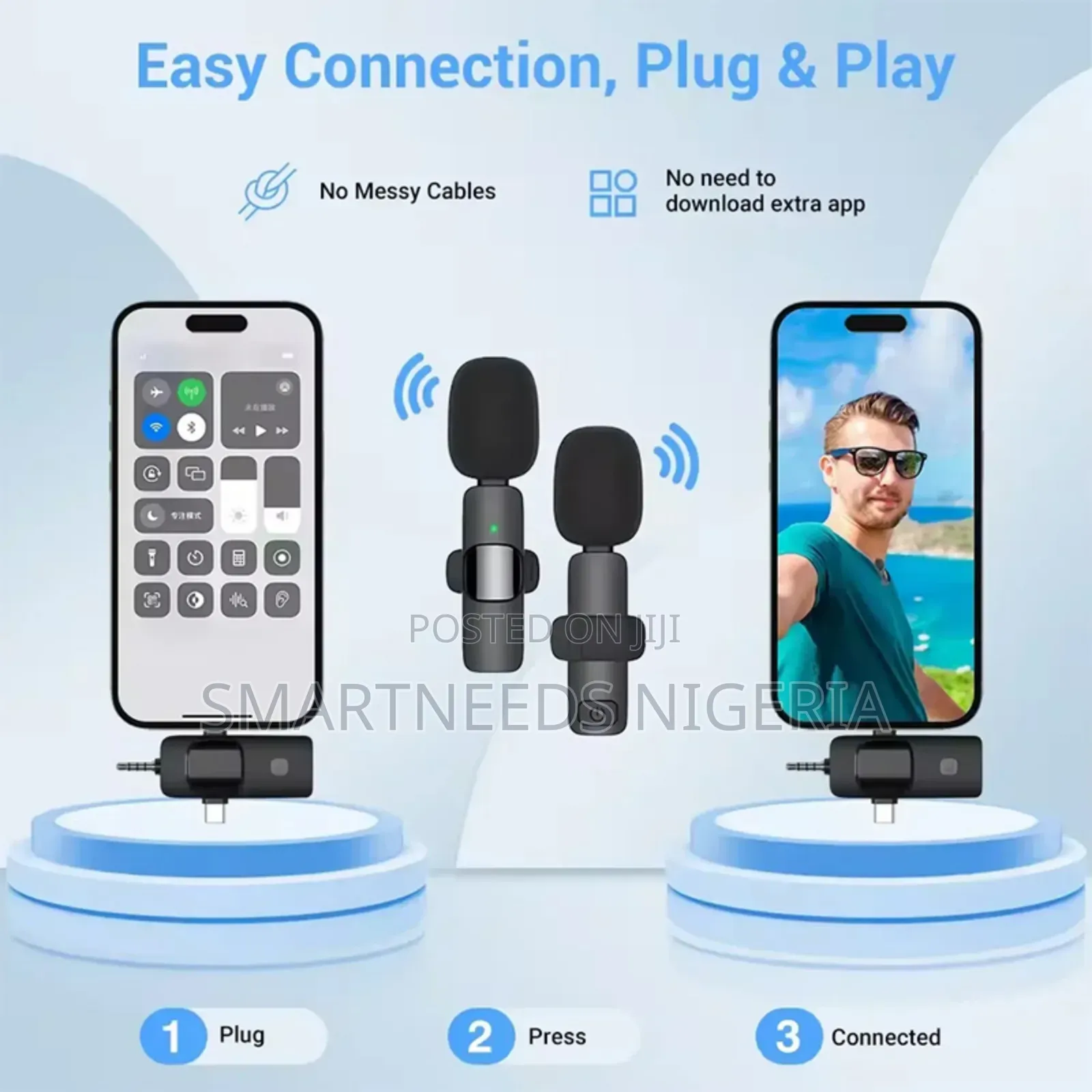 3 In1 Dual Wireless Microphone for Android and Ios
