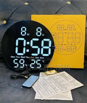 Led Digital Wall Clock With Remote Control (Hygrometer)