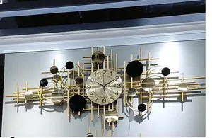 Wall Clock Modern Black Metallic Clock Large Creative