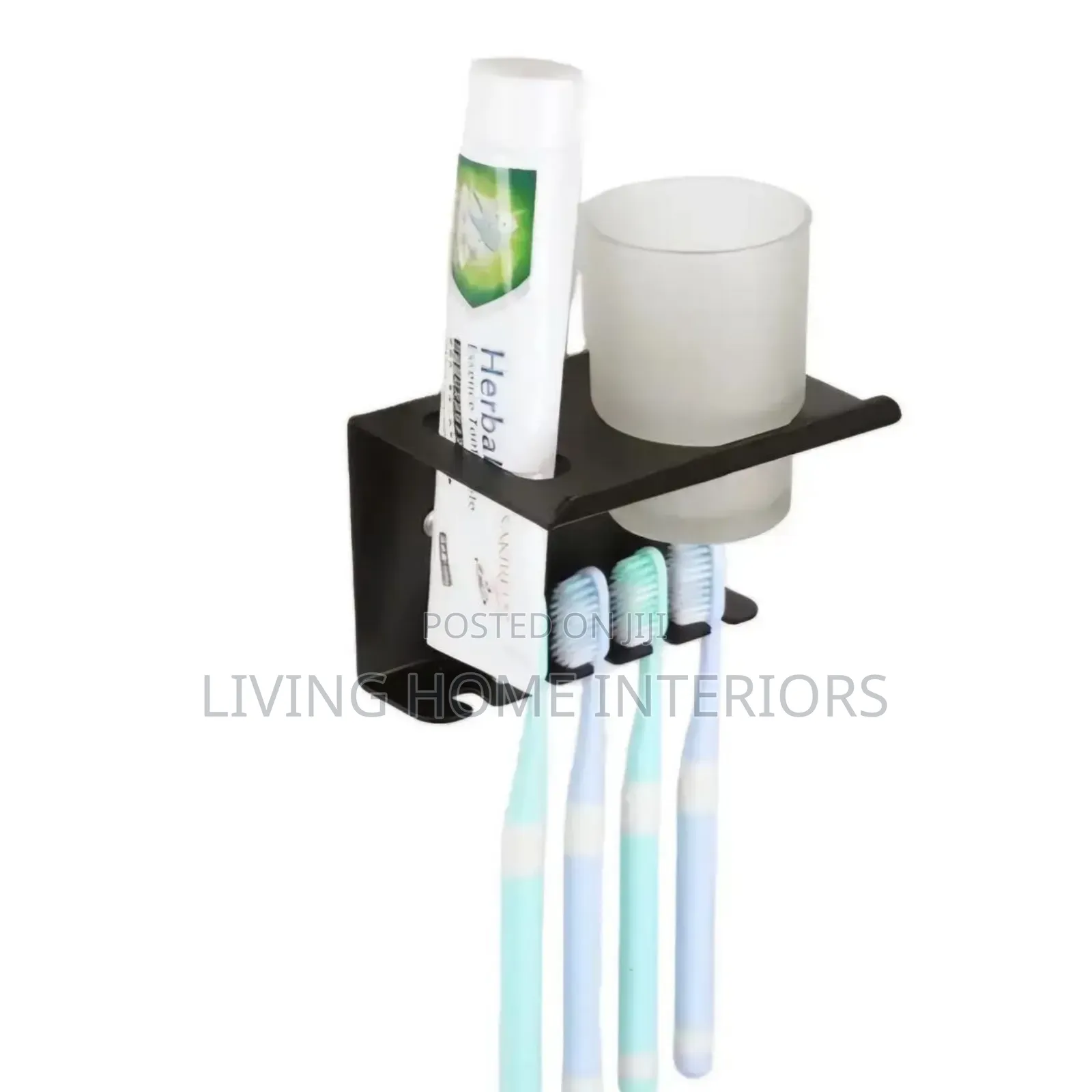 Single Matte Black Cup and Toothbrush Holder